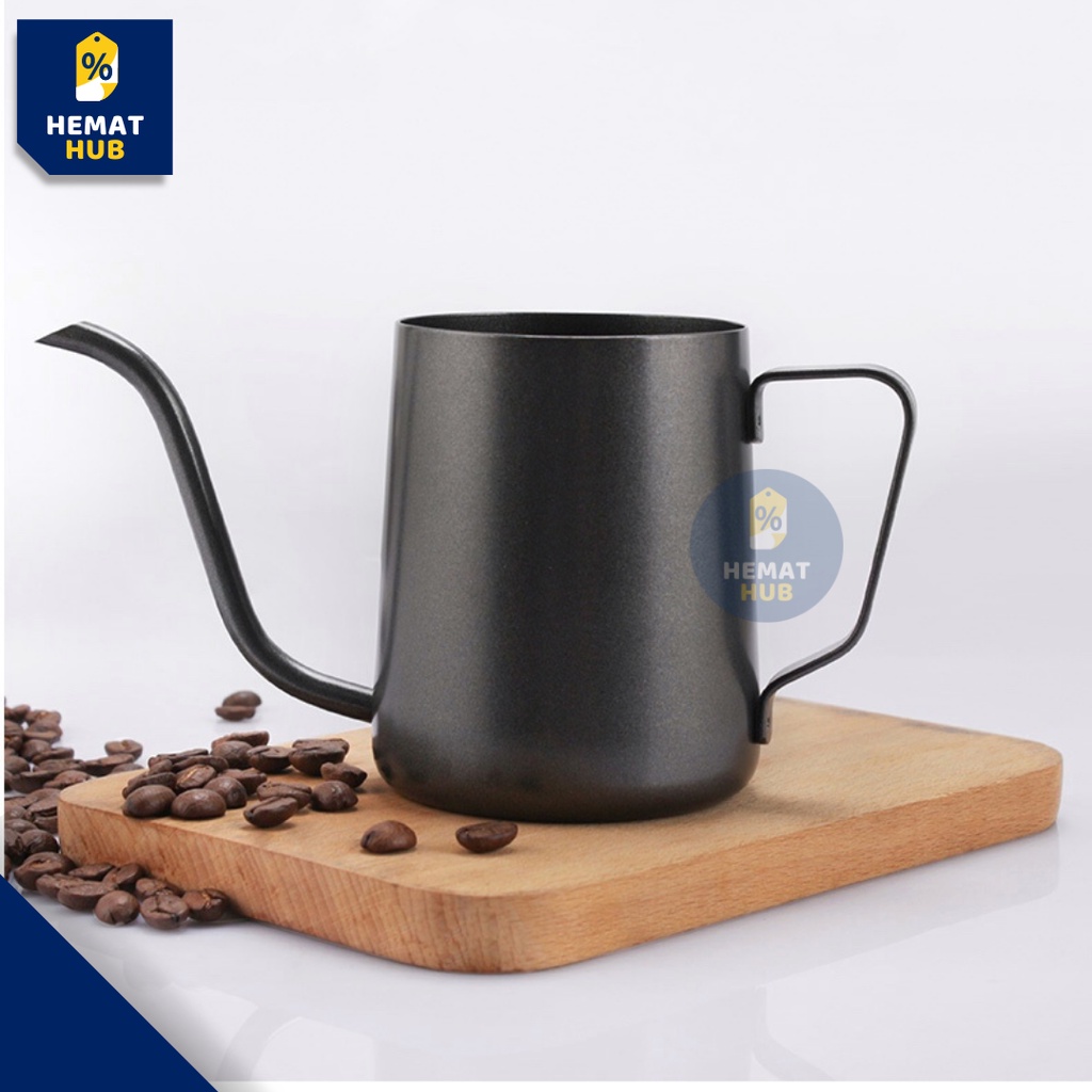 Teko Leher Angsa Ceret Kopi Stainless Steel Gooseneck Kettle V60 Pour Over Drip Maker Pot Hitam