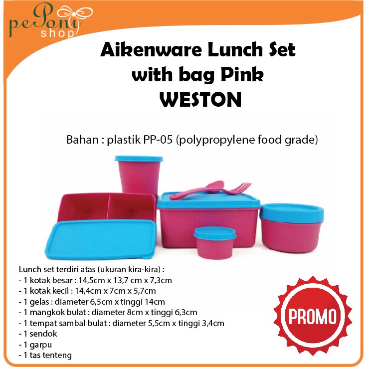 Kotak makan - Bekal Makan - Lunch Set Box - Aikenware Lunch Set WESTON