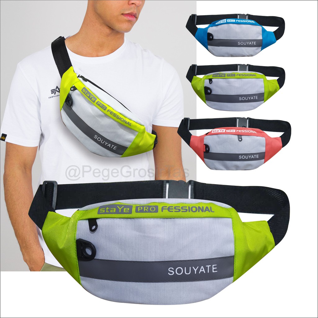 Pege 8834 - Tas Waistbag Oval Kombinasi Slingbag Selempang Keren Distro Pria Wanita Unisex