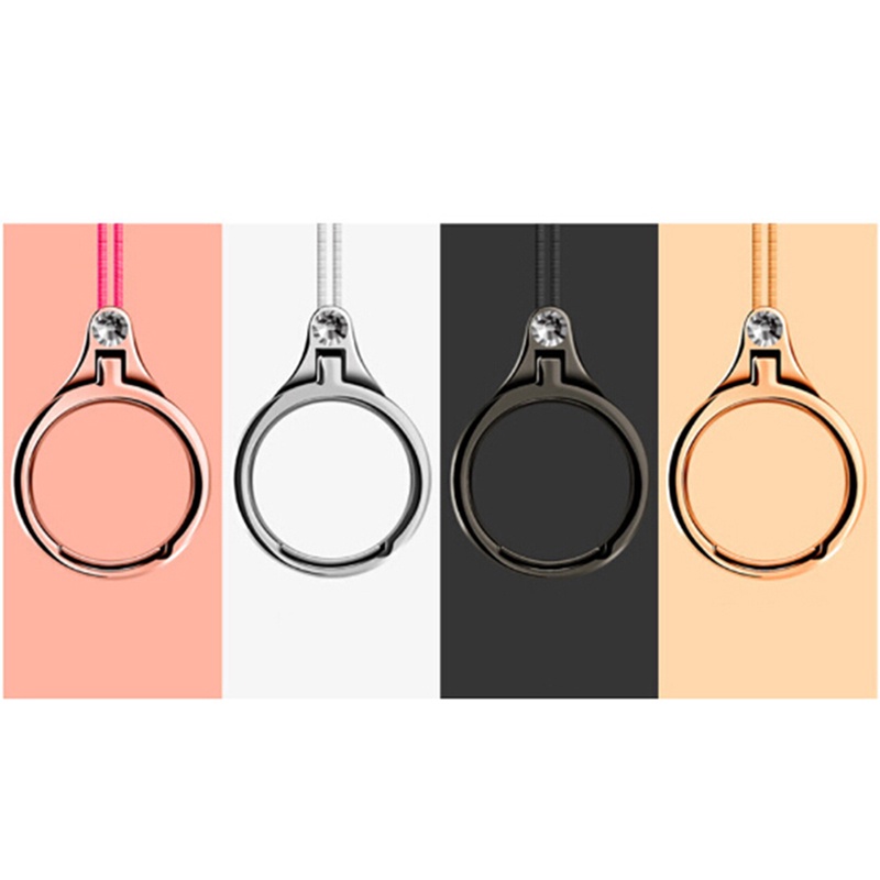 {LUCKID}Multifunction 2 in 1 metal cell phone lanyard finger ring mobile phone holder