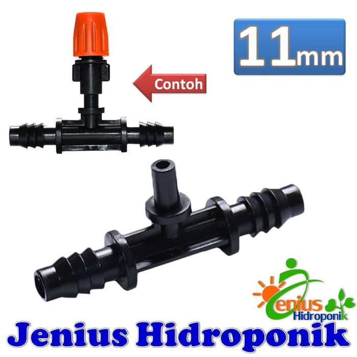 Flat Tee 11 mm / Sambungan Selang PE 11 mm ke Sprayer / Misting
