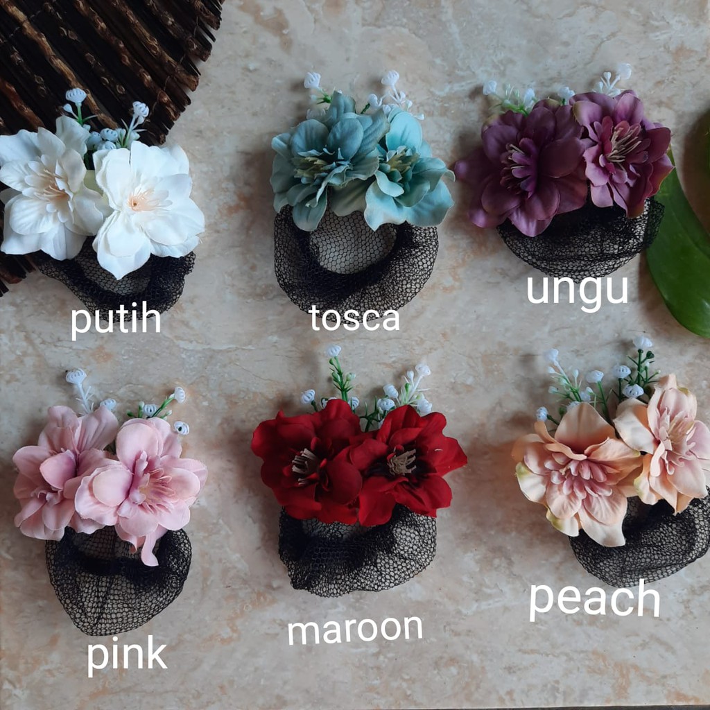 Jepit Hairnet Sakura / bunga hair do / karet ulir /semanggi bali / bunga rambut / jeput rambut / Keb