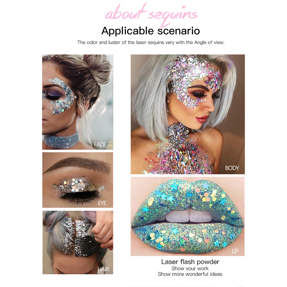 【asli】HANDAIYAN 9Colors Glitter Shiny body Painting Gel Cream Face Glitter Body Art Eye Shadow Festival Party Eye Makeup Cream 30g