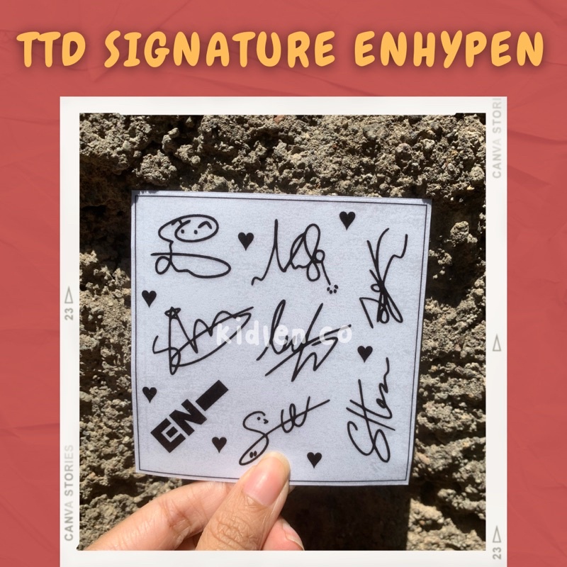 set sticker signature enhypen member ♡ stiker ttd transparan no cutting kiss cut kisscut ♡ jungwon heeseung jay jake sunghoon sunoo niki ni-ki