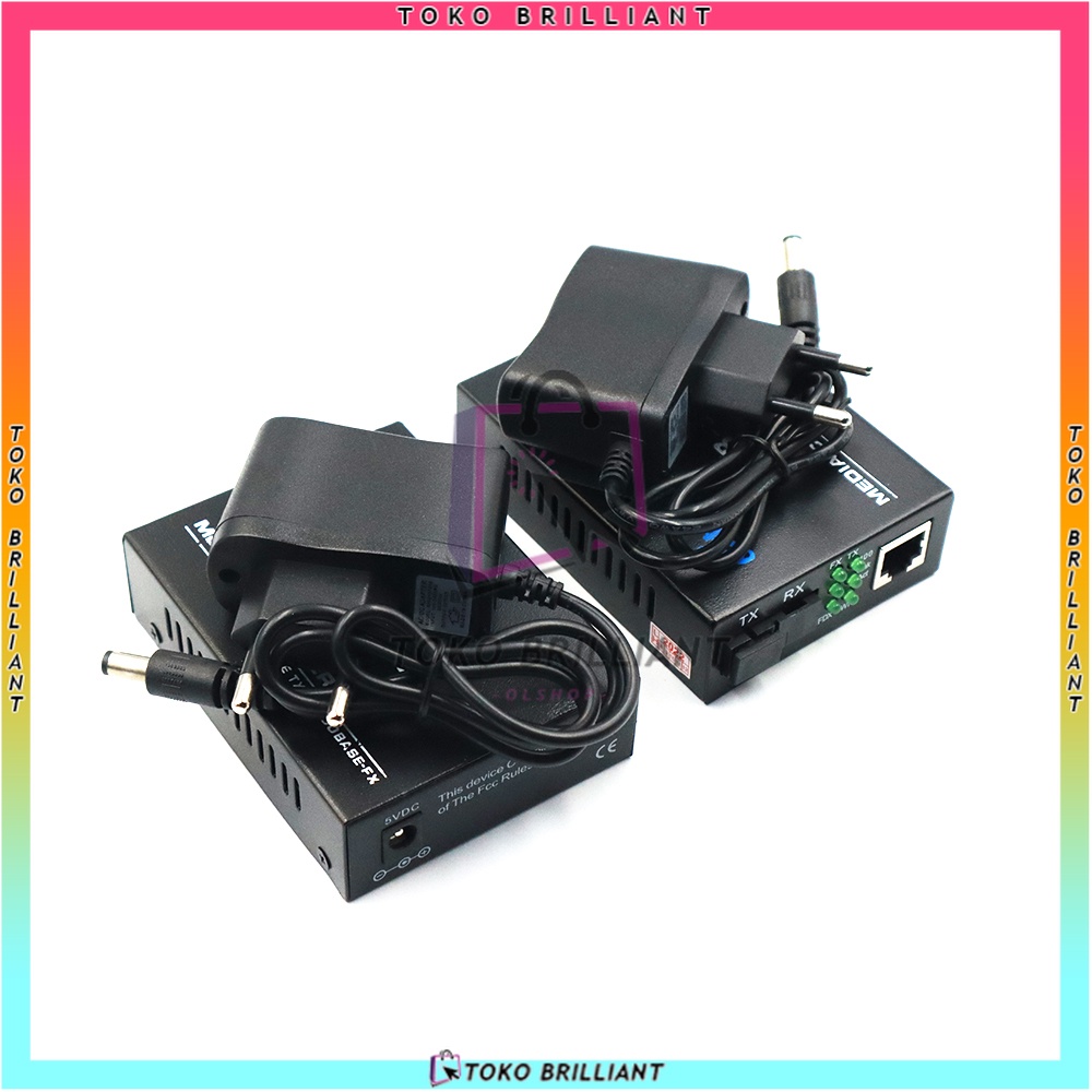 HTB-3100 Media Konverter Fiber Optik Single Mode dengan 5V 2A EU adaptor [Bayar ditempat]