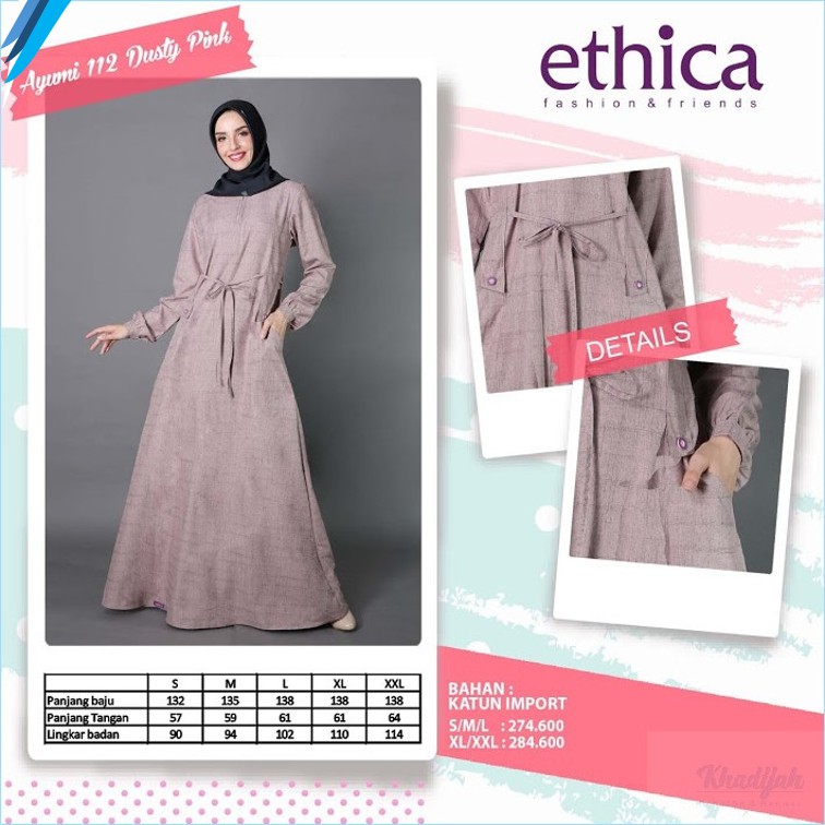 Gamis Remaja Dan Dewasa Trendy Warna Dusty Pink, Ethica Ayumi 112