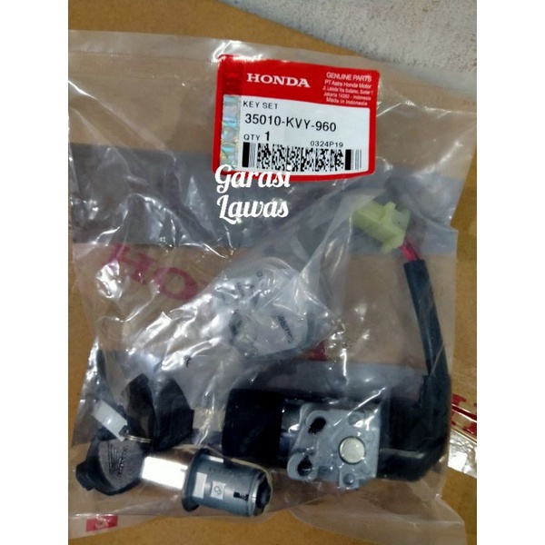 35010-KVY-960 Key set original AHM Honda beat kunci kontak ori AHM beat karbu kunci leher plus jok