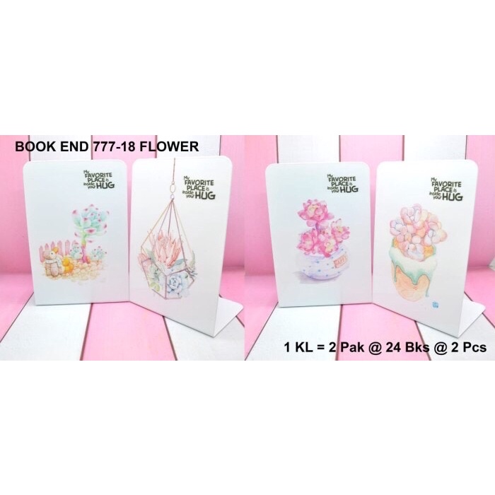 

penahan buku besi motif flower isi 2 pc