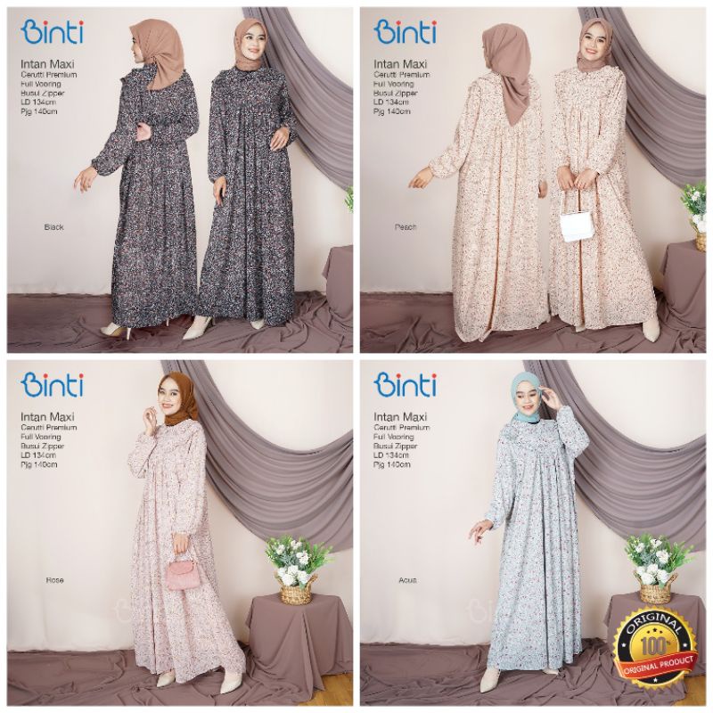 Intan maxi dres jumbo LD 134 bahan ceruty full furing | gamis oversize ori binti