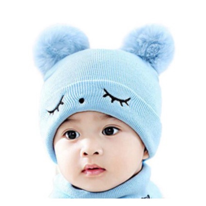 kiddiwear TOPI ANAK TOPI RAJUT POMPOM BORDIR MATA BEST QUALITY TOPI BAYI KUPLUK TP24