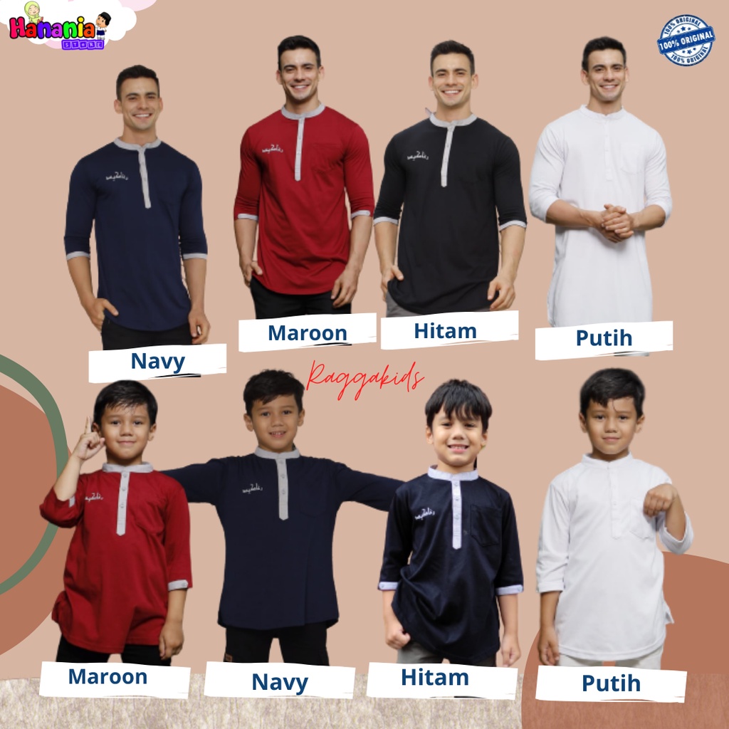 Baju Muslim Koko Anak Remaja Dewasa Tanggung Bahan Kaos Terbaru 2022 Nyaman Adem Branded Original Raggakids KR 04