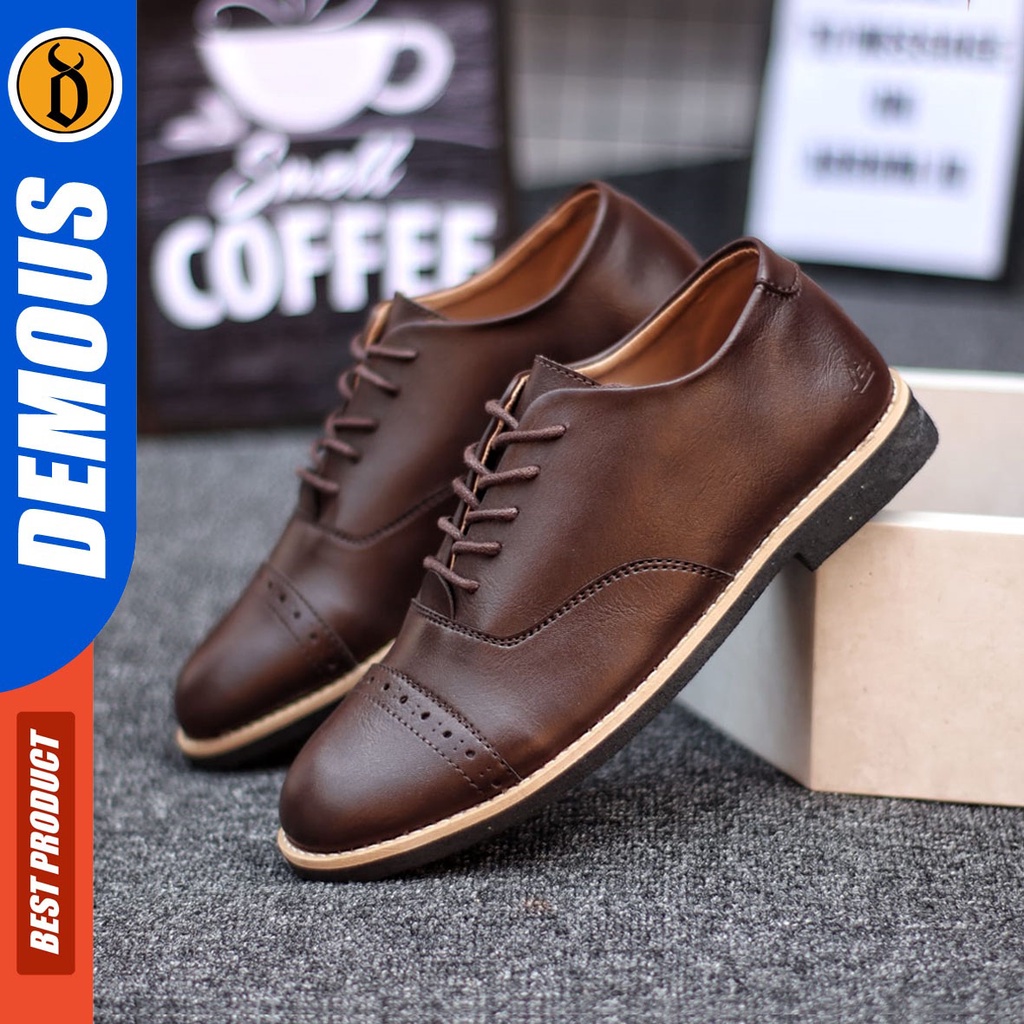 DEMOUS Saga - Sepatu Formal Pantofel Tali Kerja Pria Kulit Pu