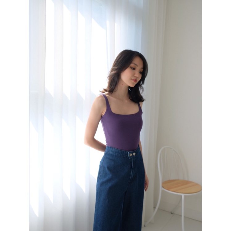T-0255 Tanktop Square Basic Stretch-DARK PURPLE