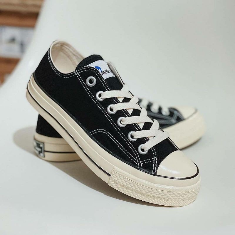 Sepatu Ventela 70s Low Black Natural Vantela Original Ventella Bts Vantela Clasic Pria