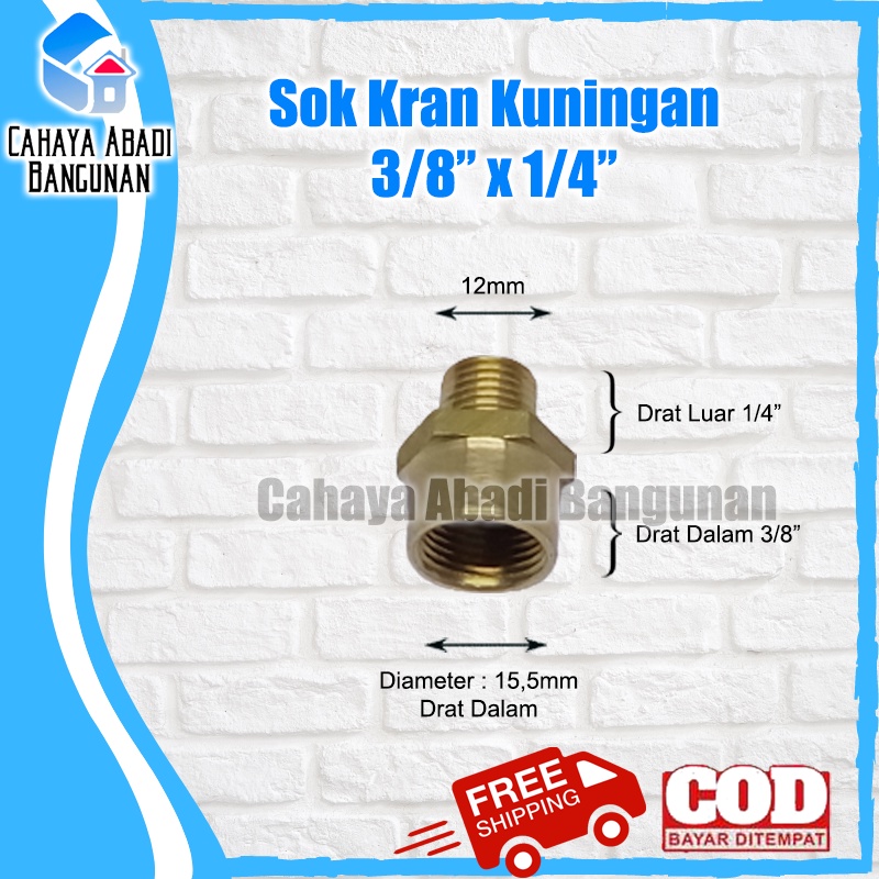 Sok Kran Kuningan 3/8&quot; x 1/4&quot;