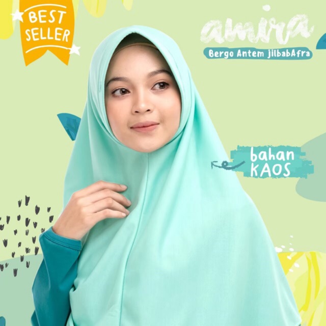 Amira JilbabAfra Arfa Bergo Antem (Anti Tembem) Size Jumbo