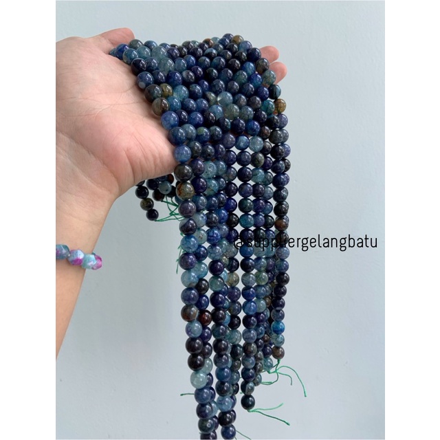 natural APATITE serat 10mm bahan aksesoris gemstone premium biru ungu bahan kalung gelang anting strap mask kerajinan tangan craft citayam fashion week etink vintage elegan bali manik crystal perhiasan