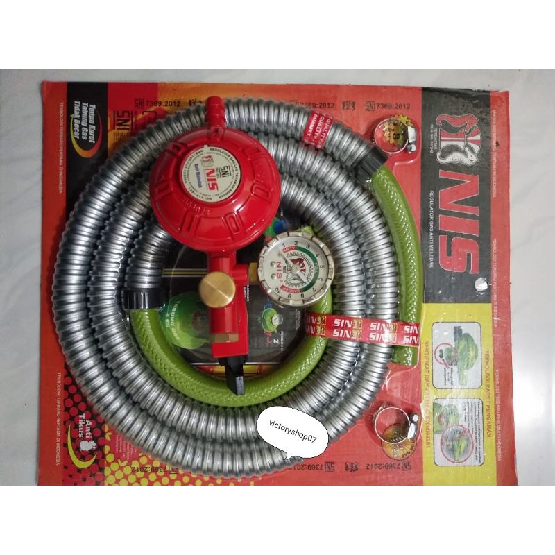 Regulator gas meter Nis Robot 0307 + slang baja spiral