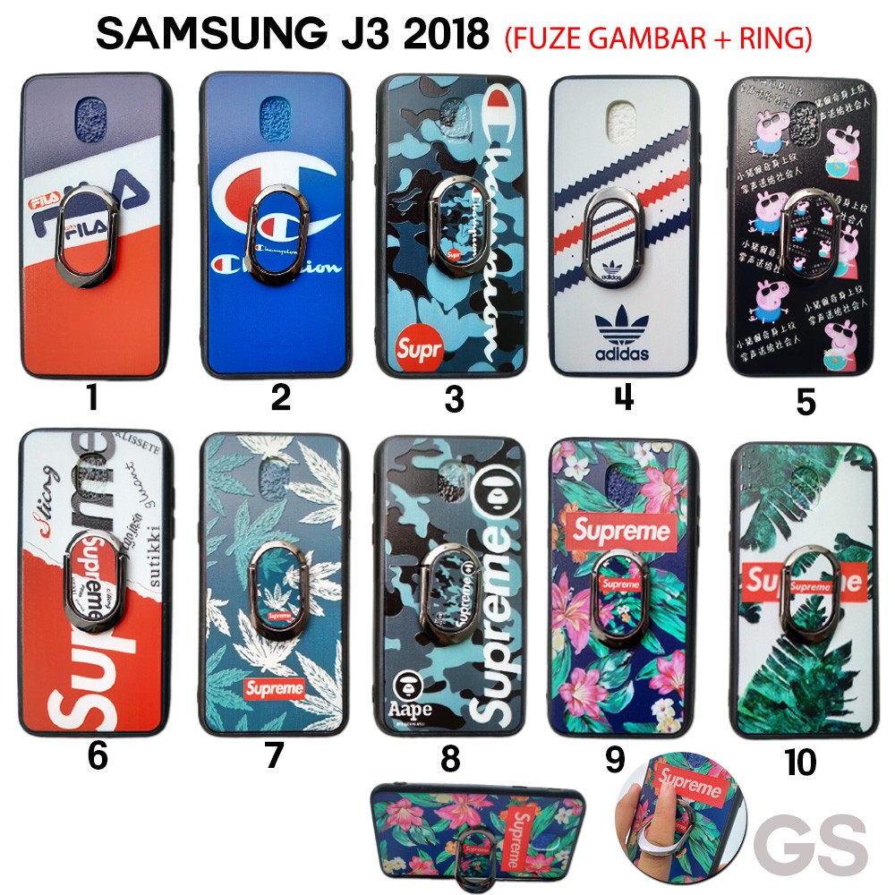 Case  SAMSUNG  J3 2018 Gambar PLUS Ring Standing Metal  Casing Hardcase Motif cowok