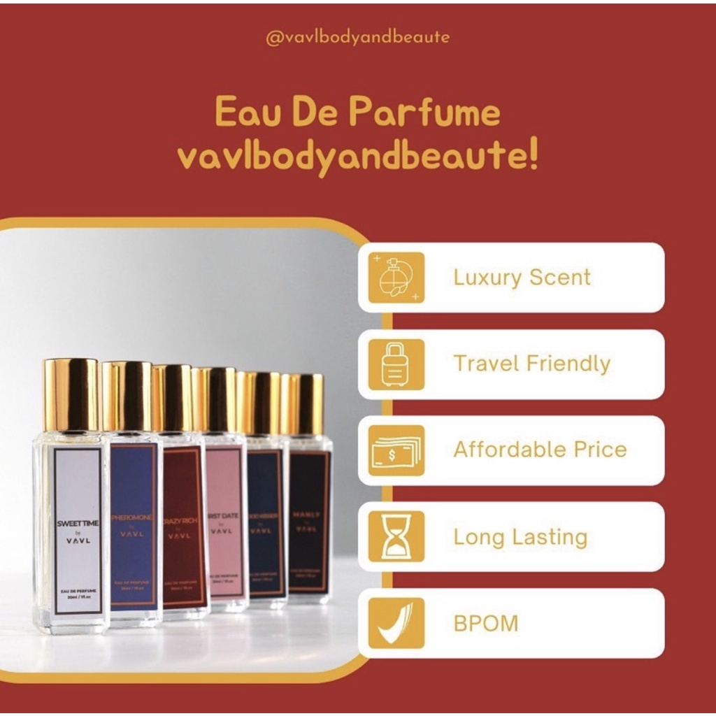 Parfum Perfume Signature VAVLBEAUTE / VAVL Eau De PARFUME 30ml / 8ml Roll On Spray BPOM Parfum Signature, Parfume Inspired parfum EDP Tahan Lama Wangi