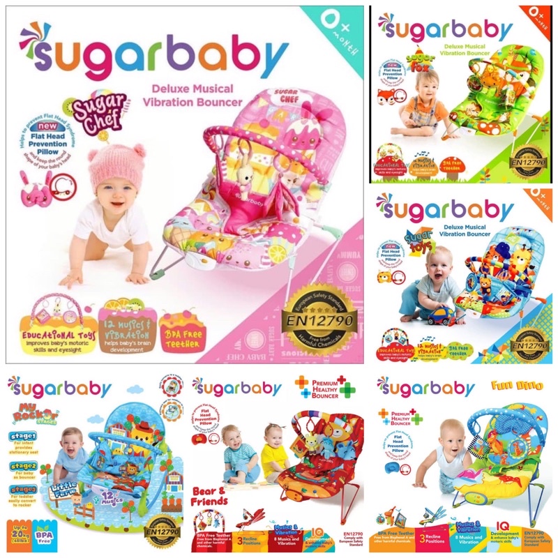 Sugar Baby Deluxe Musical Vibration BOUNCER 1 Recline / 1 Posisi / 3 Posisi Kursi Bayi