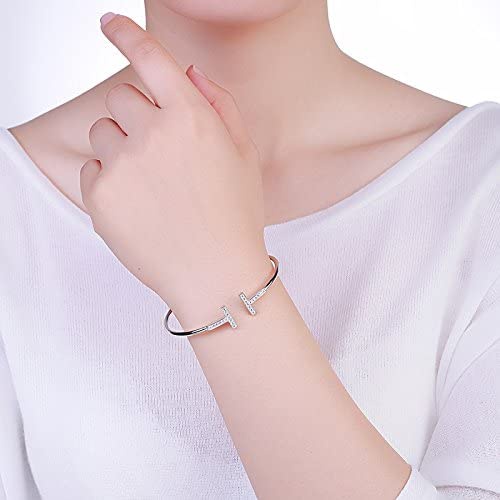 Gelang Tangan Wanita Huruf T Shape dengan Berlian Imitasi Wanita Korea Dalika