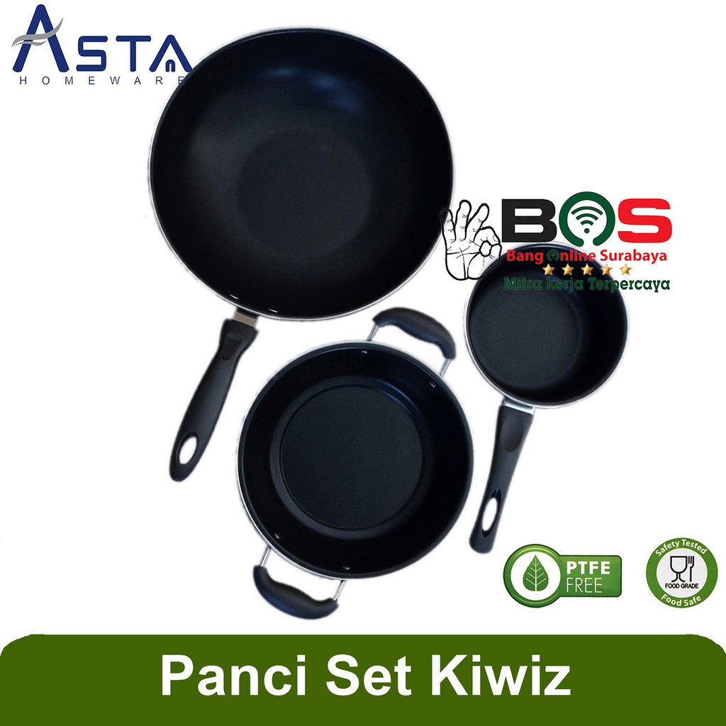 Panci Wajan Teflon Asta Kiwiz Set 7 Pcs Anti Lengket Cookware Panci Wajan Asta