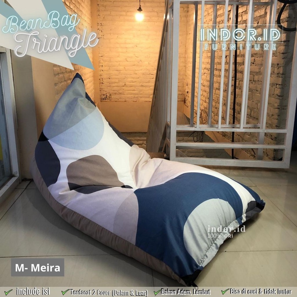 Bean Bag TRIANGLE MEDIUM PLUS ISI Bahan KATUN - Bean Bag Murah - Bean Bag Dewasa - Bean Bag Sofa Minimalis