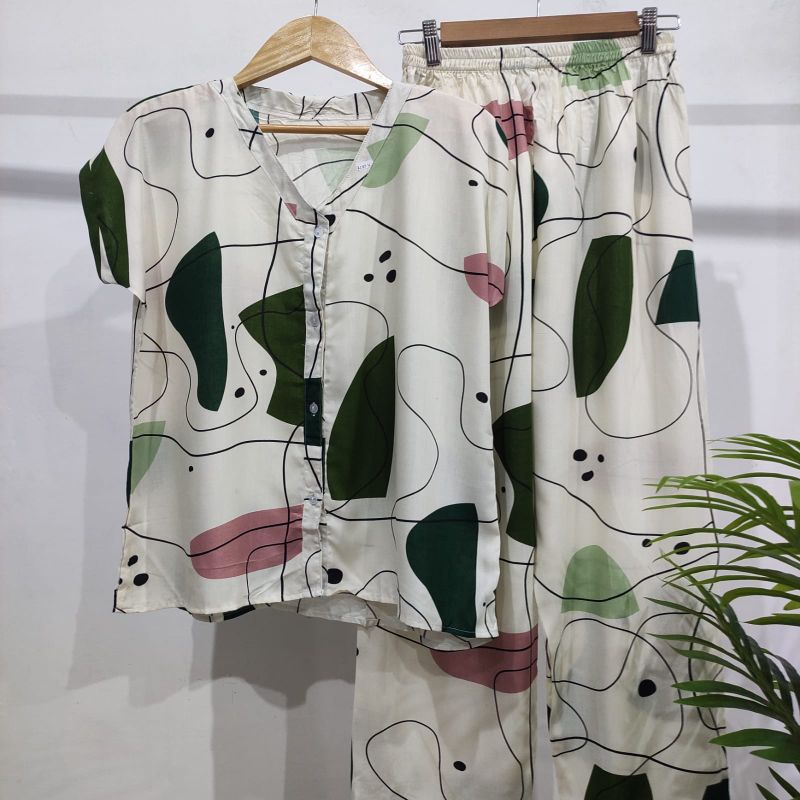 PIYAMA RAYON | PIYAMA VNECK | PIYAMA KEKINIAN | BAJU RUMAHAN-KCPD AA