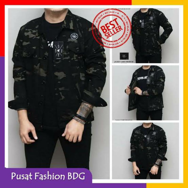 jaket camo loreng army premium canvas kemeja