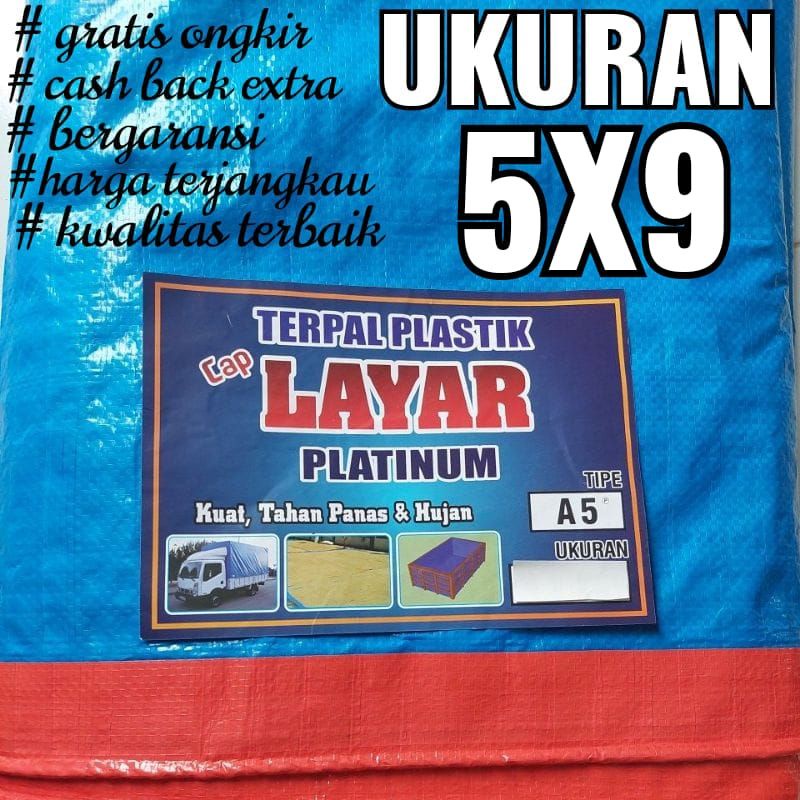 TERPAL PLASTIK A5 UKURAN 5x9 CAP LAYAR