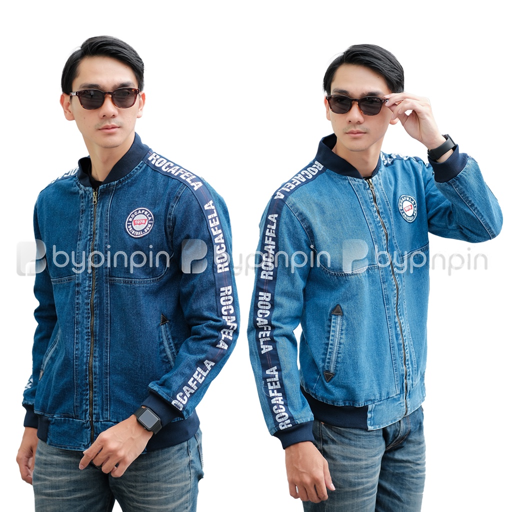 COD Jaket Denim Sablon - Jaket Denim Sablon Rocafela Original - Jaket Denim Pria Terbaru - Wsky Coll