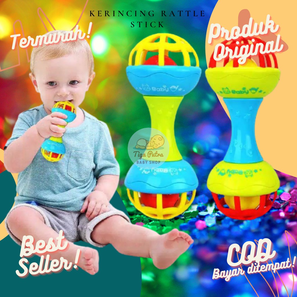 Mainan Bayi Rattle Stick Bunyi Kerincingan Baby Soft Teether Gigitan Bayi BPA Free