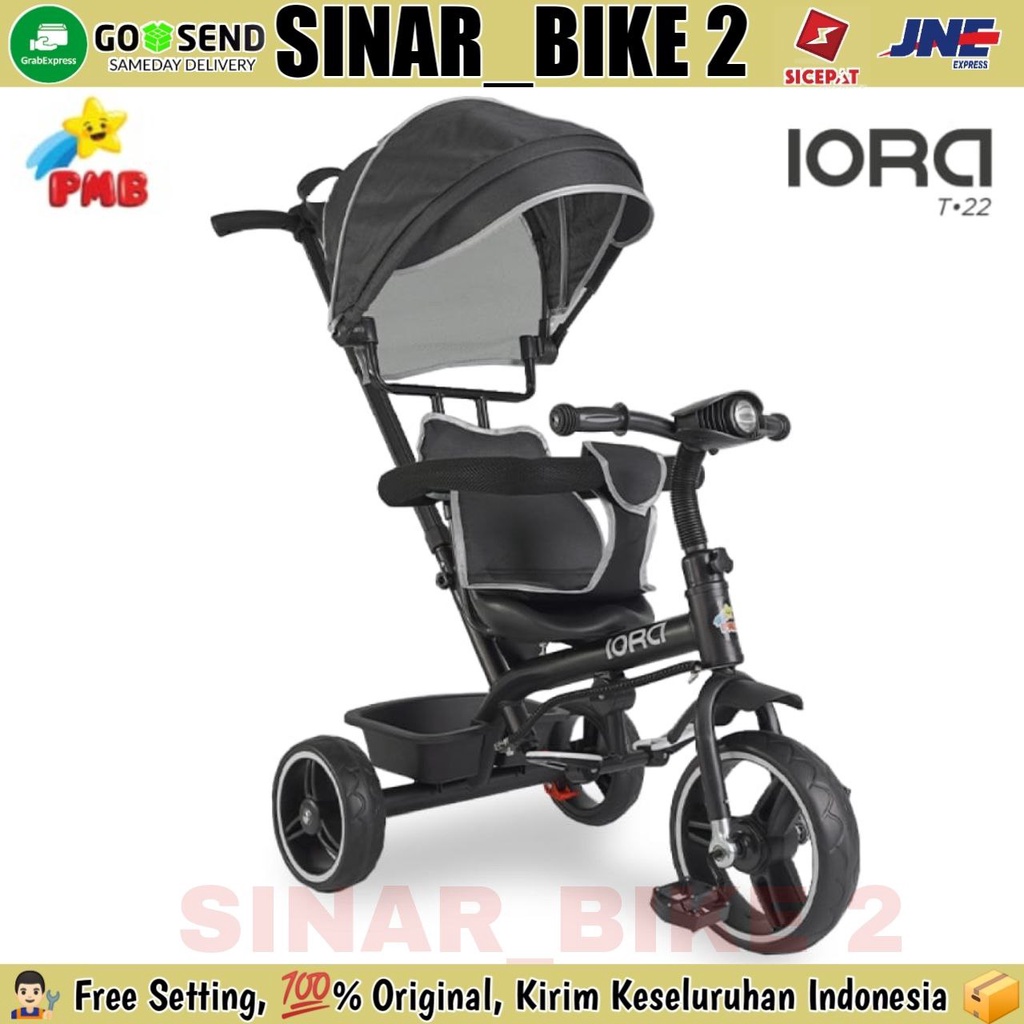 Sepeda Roda Tiga 3 PMB IORA T 22 Tricycle Anak Musik Lampu Rem