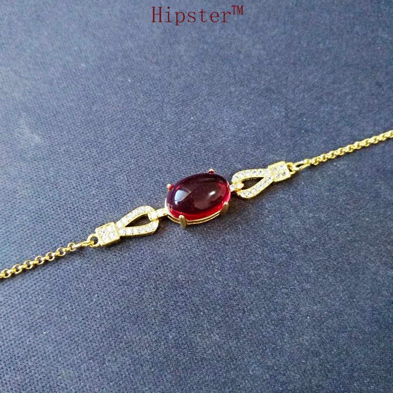 New Red Agate Fashion Elegant Red Simple Personality Gold Bracelet