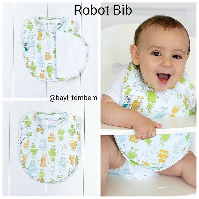 Bebe Au Lait Cotton Terry Quadruple Bibs Robot Shopee Indonesia