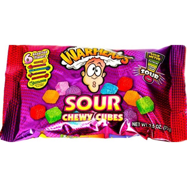 

Warheads Sour Chewy Cubes, Kemasan Plastik 70G / 70 Gr