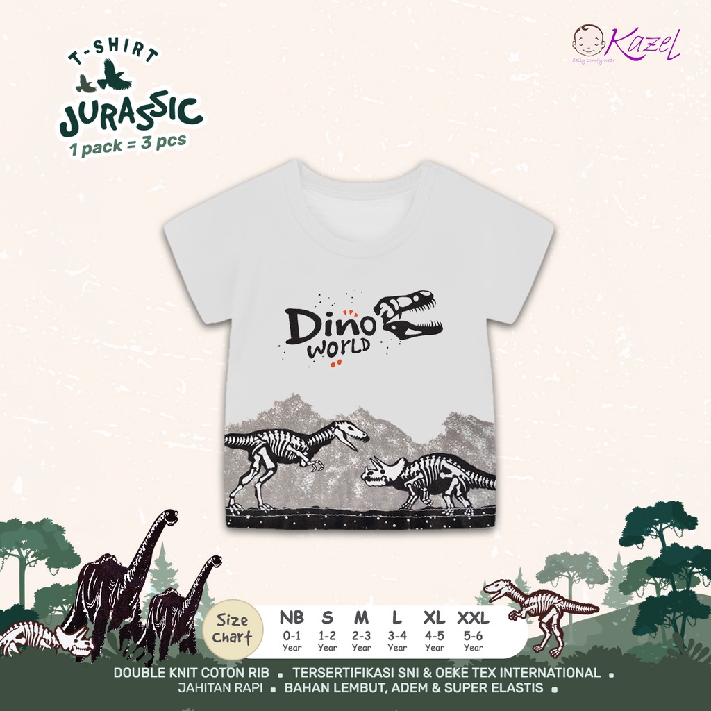 3 Pcs Kazel Tshit Jurassic