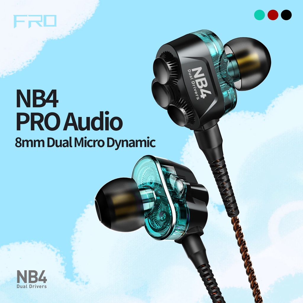 FRO NB4 Earphone Gaming Dual Micro Dynamic Drivers Headset In Ear