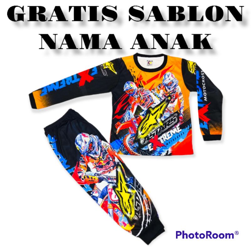 SETELAN BAJU MOTOR CROSS ANAK