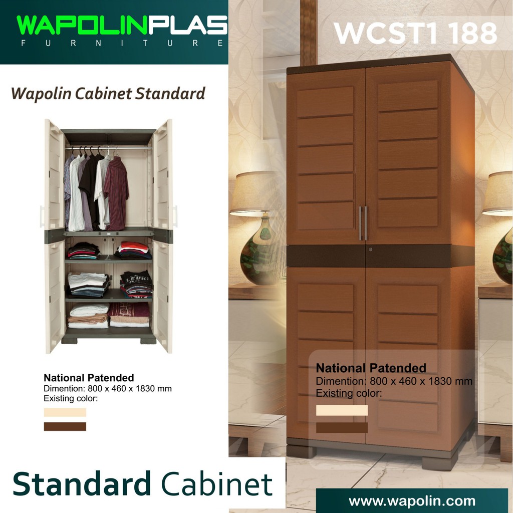 Lemari Plastik / Lemari Baju Plastik / Lemari Wapolin WCST1 187/188/189 Brown