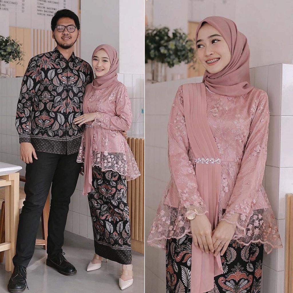 KHANSABATIK [REALPICT] READY JUMBO ATASAN BLOUSE AMALIA SELENDANG MODERN ~ KEBAYA AURORA SELENDANG TILLE ~SETELAN KEBAYA MODERN SET KEBAYA COUPLE PRIA WANITA BAJU SARIMBIT KONDANGAN LAMARAN WISUDA FULL FURING VELVET MIX CERUTY