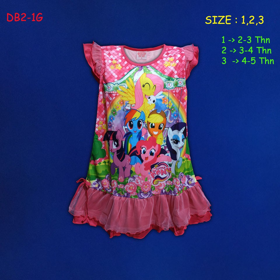 (DB2-1G) Daster Anak Little Pony Baju Tidur Beautiful Dream Usia 2-5 Thn