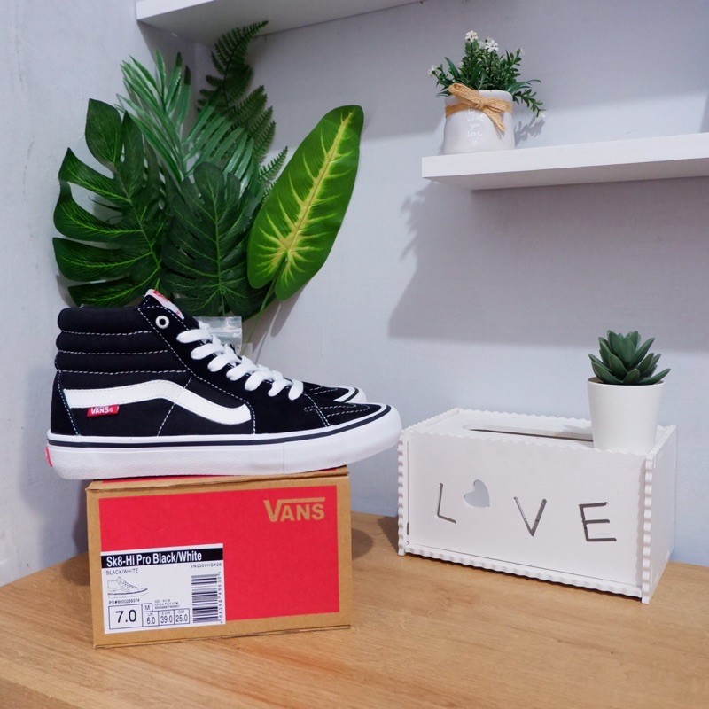Vans sk8 hi pro ultracush black white original / vans pro skate original