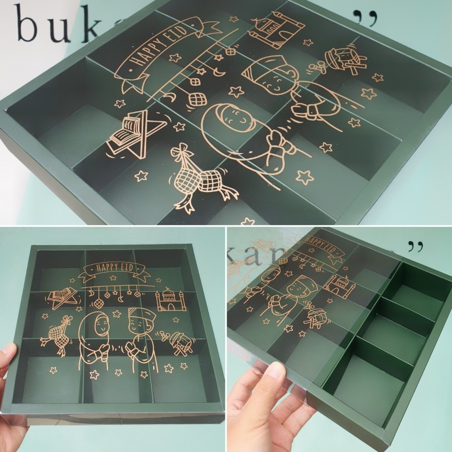 

Kotak / Box Kue Idul Fitri / Lebaran Sekat 9 Tutup Mika (Per 5 Pcs)
