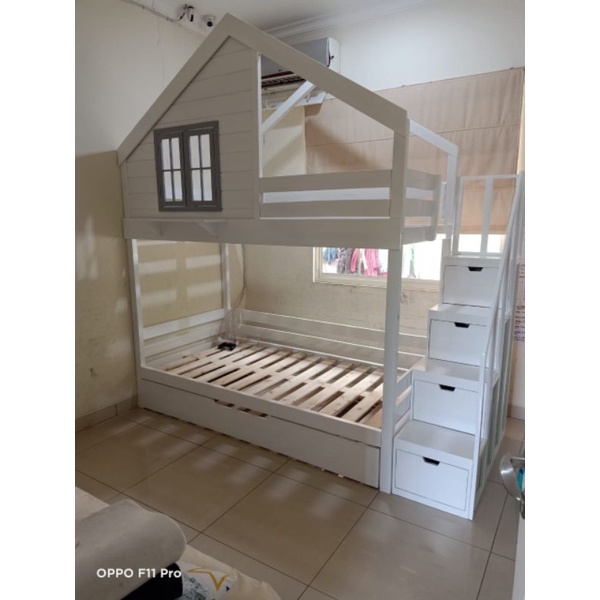 tempat tidur anak tingkat 3 kasur.