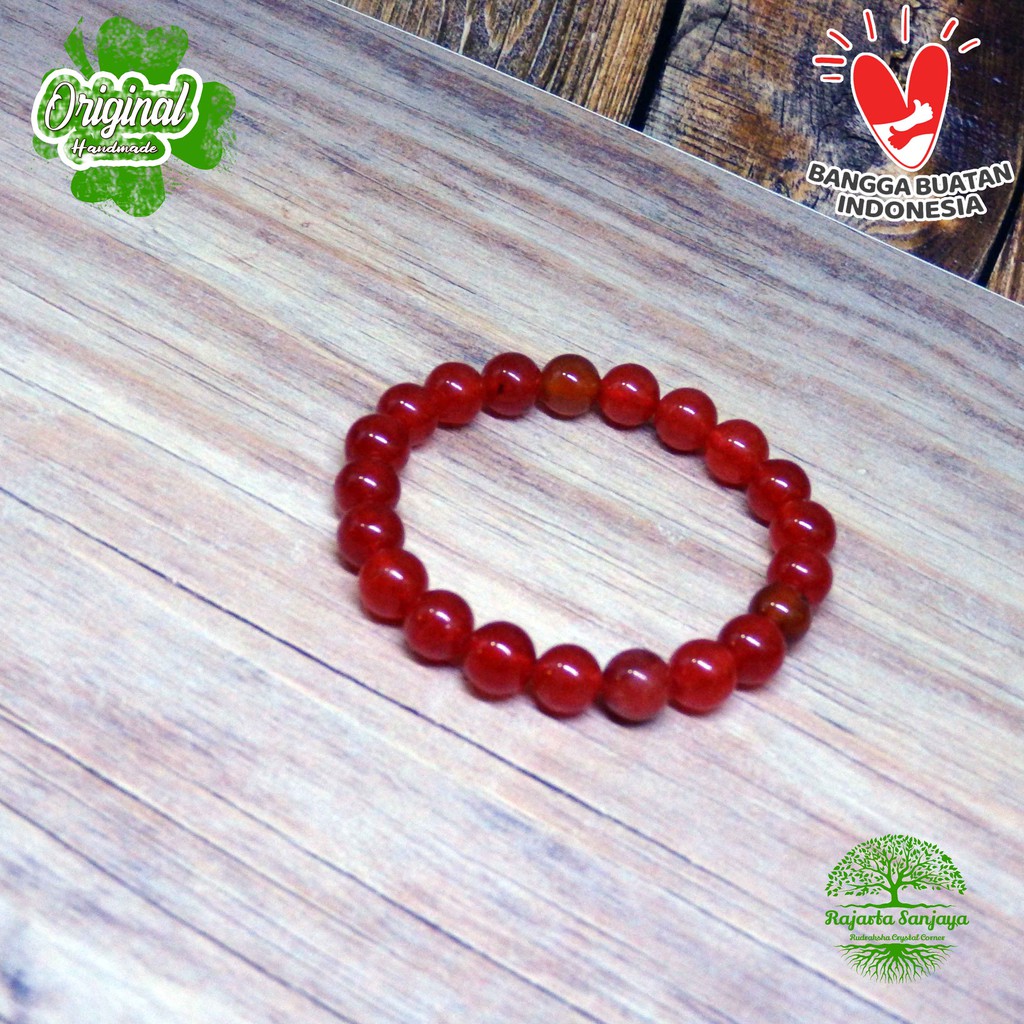 Gelang Batu Natural Red Carnelian 8Mm