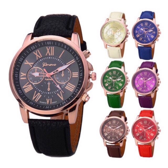 (Garansi Rusak)B-J100 Jam Tangan Geneva Leather Quartz  jam tangan fashion Wanita