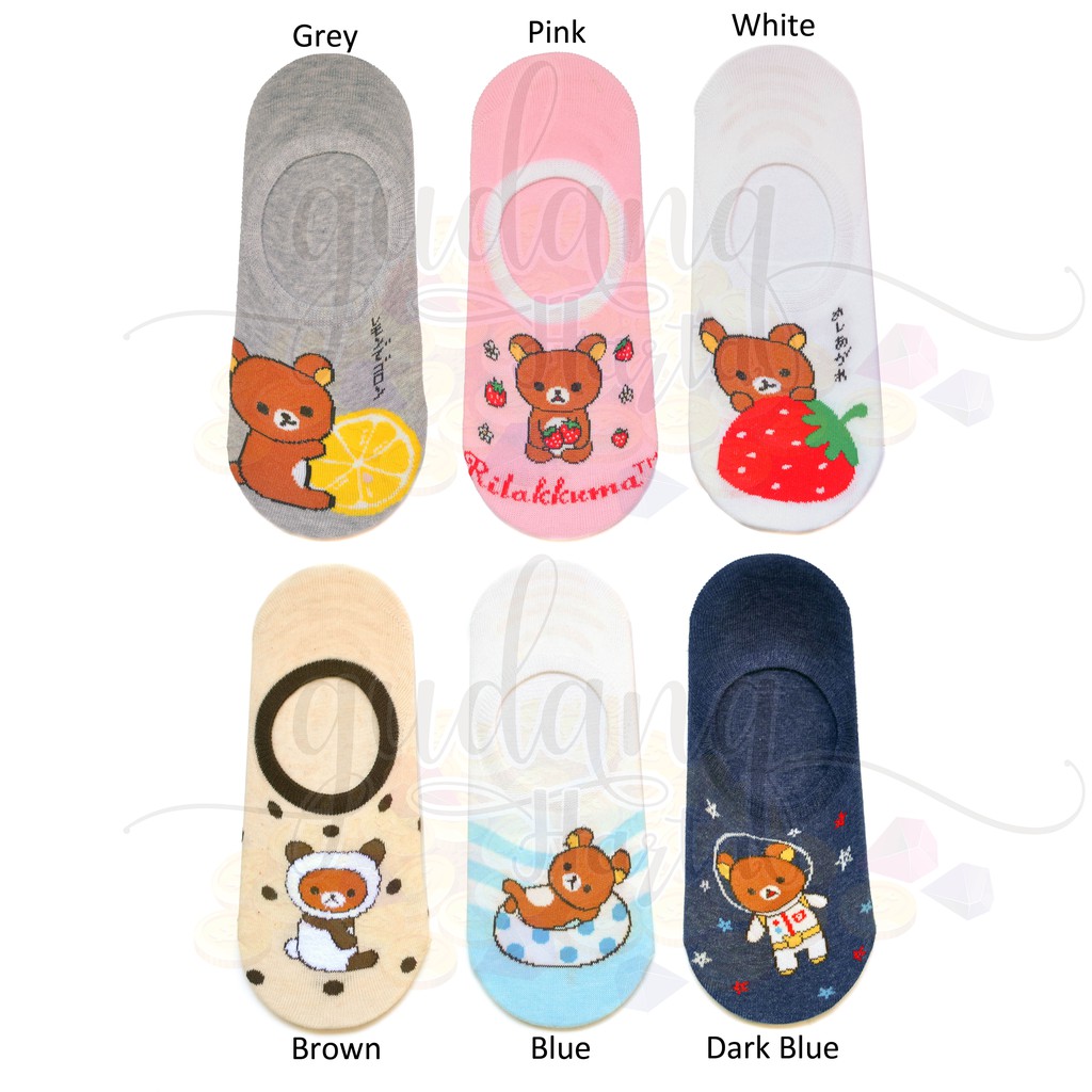 Kaos Kaki Wanita Korea Rilakkuma Beruang Lucu Unik Hidden Socks GH 103182