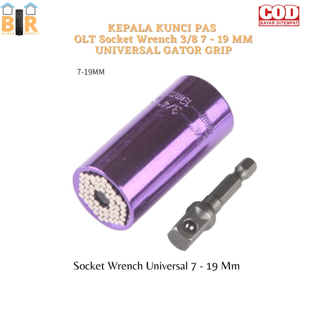 Kepala Kunci Pas BOLT Socket Wrench 3/8 7 - 19mm Universal Gatot Grip